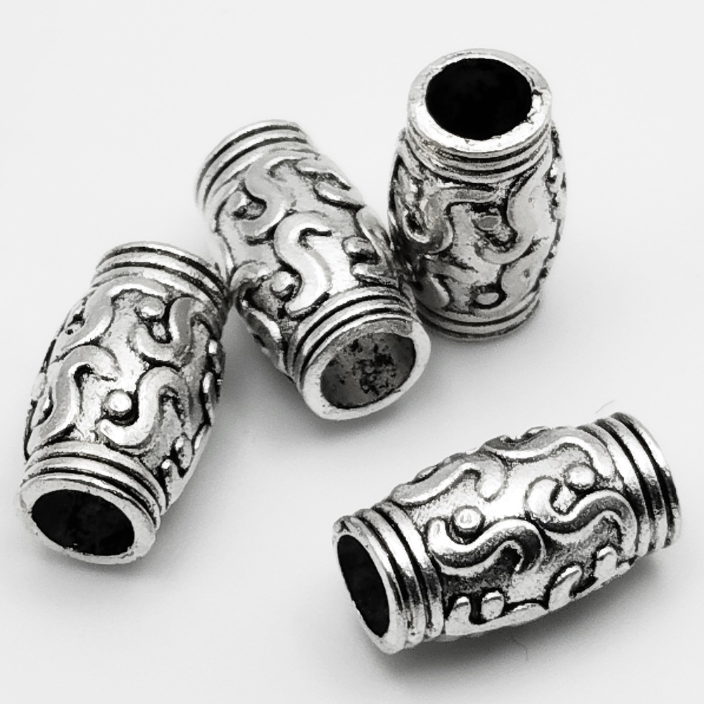 Бусины (4шт.) для бороды, дредов, косичек "Бочонок", отверстие 3.5мм.