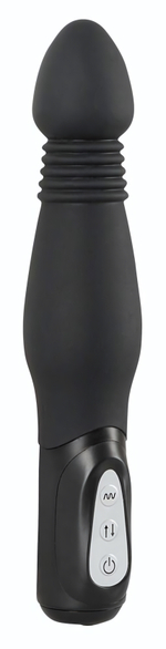 Чёрный анальный вибратор Thrusting Anal Vibe - 23,5 см. (Цвет: черный)