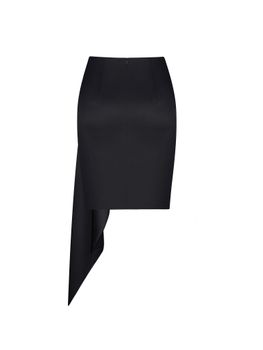 Драпированная мини-юбка из сатина с воланом