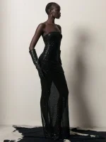 Платье бандо с пайетками, Черное