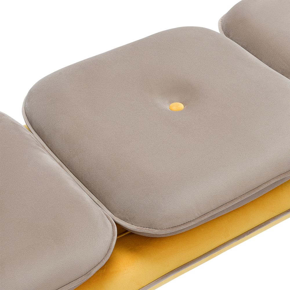 Банкетка Pea, велюр, бежевая/желтая