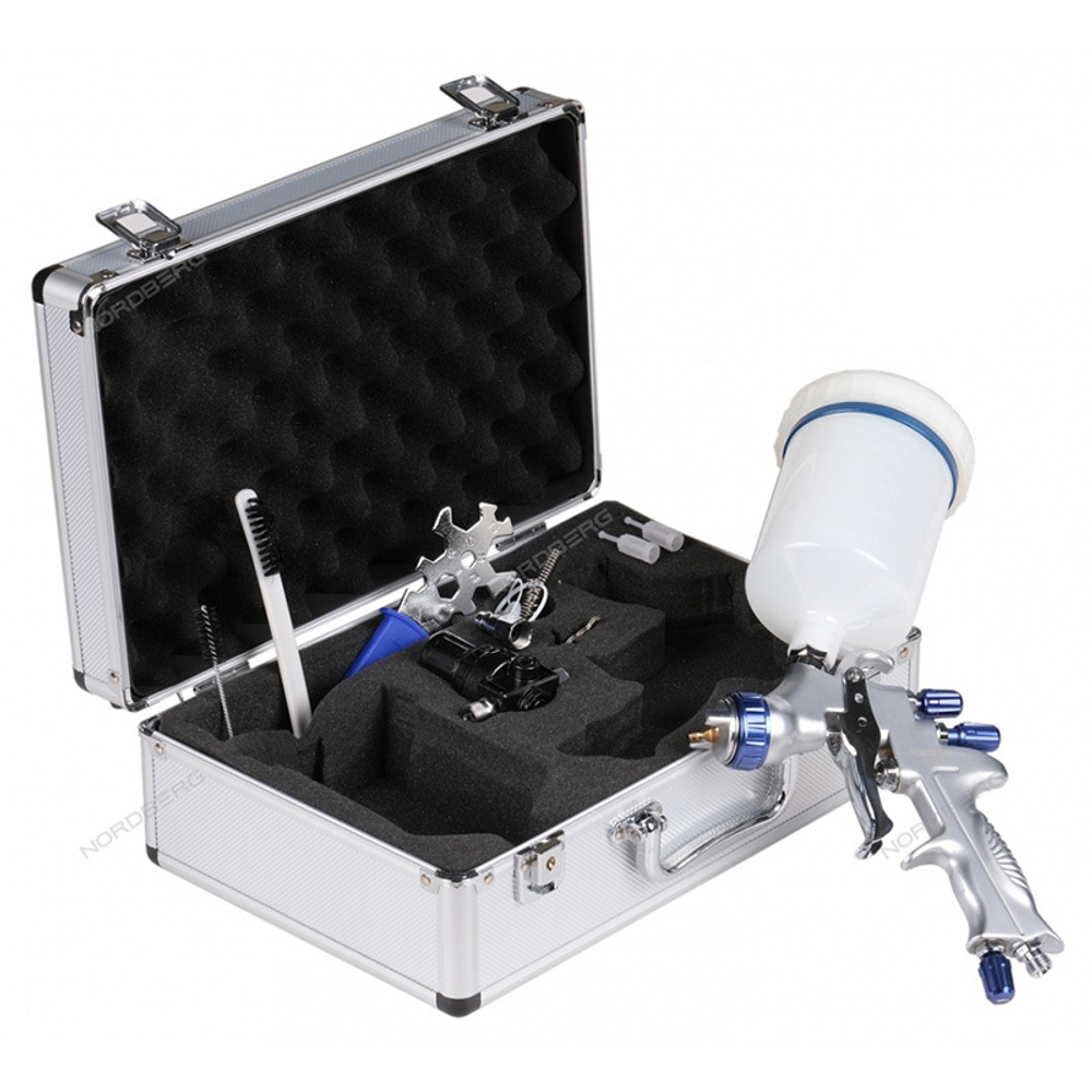 NORDBERG (NP7013) Краскопульт LVMP с верхним баком, сопло 1.3 мм, в алюминиевом кейсе