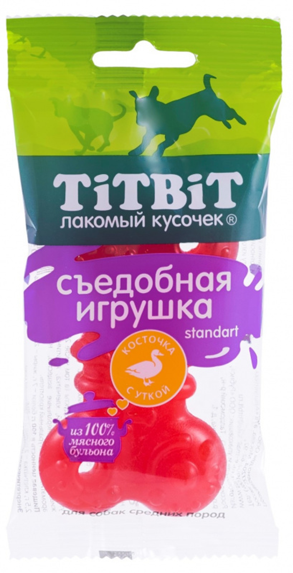 TitBit лакомство для собак Съедобная игрушка косточка с уткой Standart 50 гр.