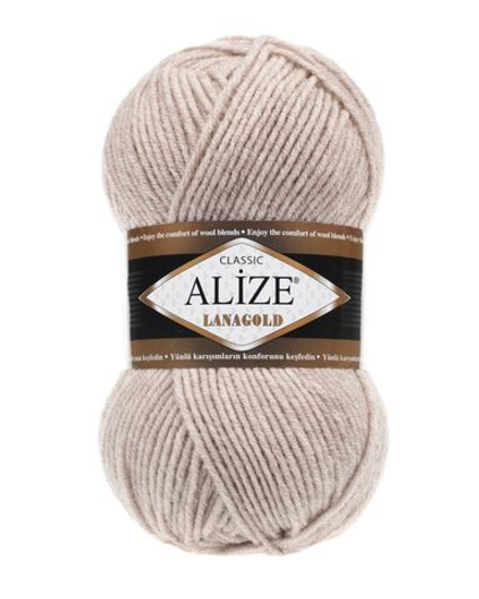 Ланаголд (Lanagold) пряжа Alize 49%шерсть 51%акрил 5х100г/240м 585 камень