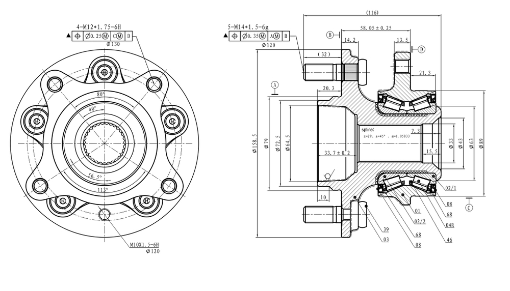Ступица передняя в сборе L=R LAND ROVER Discovery III/IV/RR Sport 05 GANZ GIK05039