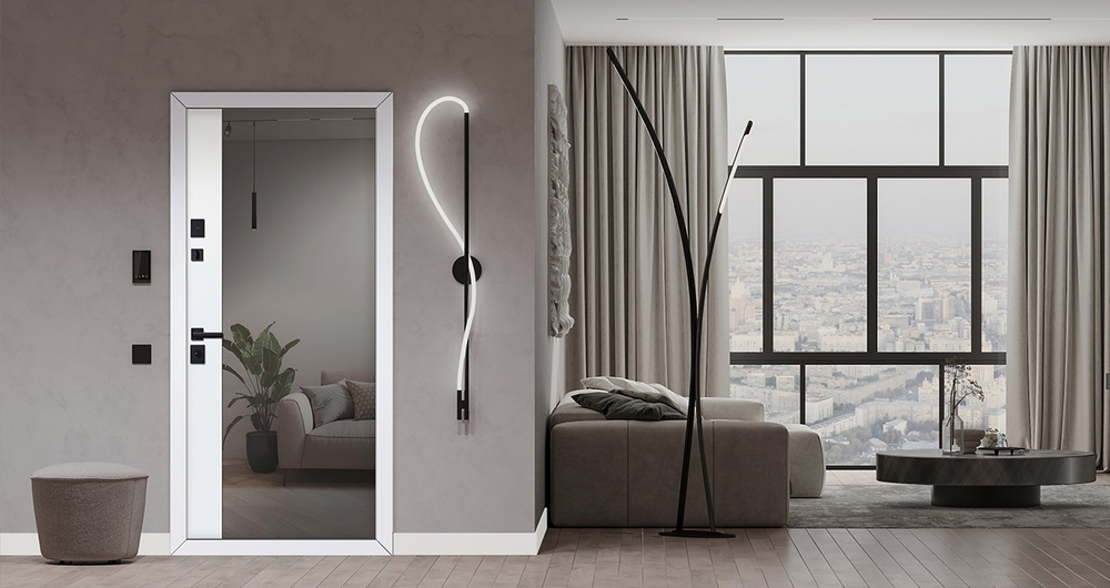 Стальная дверь "Ferrum" с зеркалом (адаптивная замковая часть)