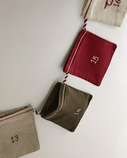 ZARA HOME РОЖДЕСТВЕНСКИЙ КАЛЕНДАРЬ С ВЫШИВКОЙ, РАЗНОЦВЕТНЫЙ