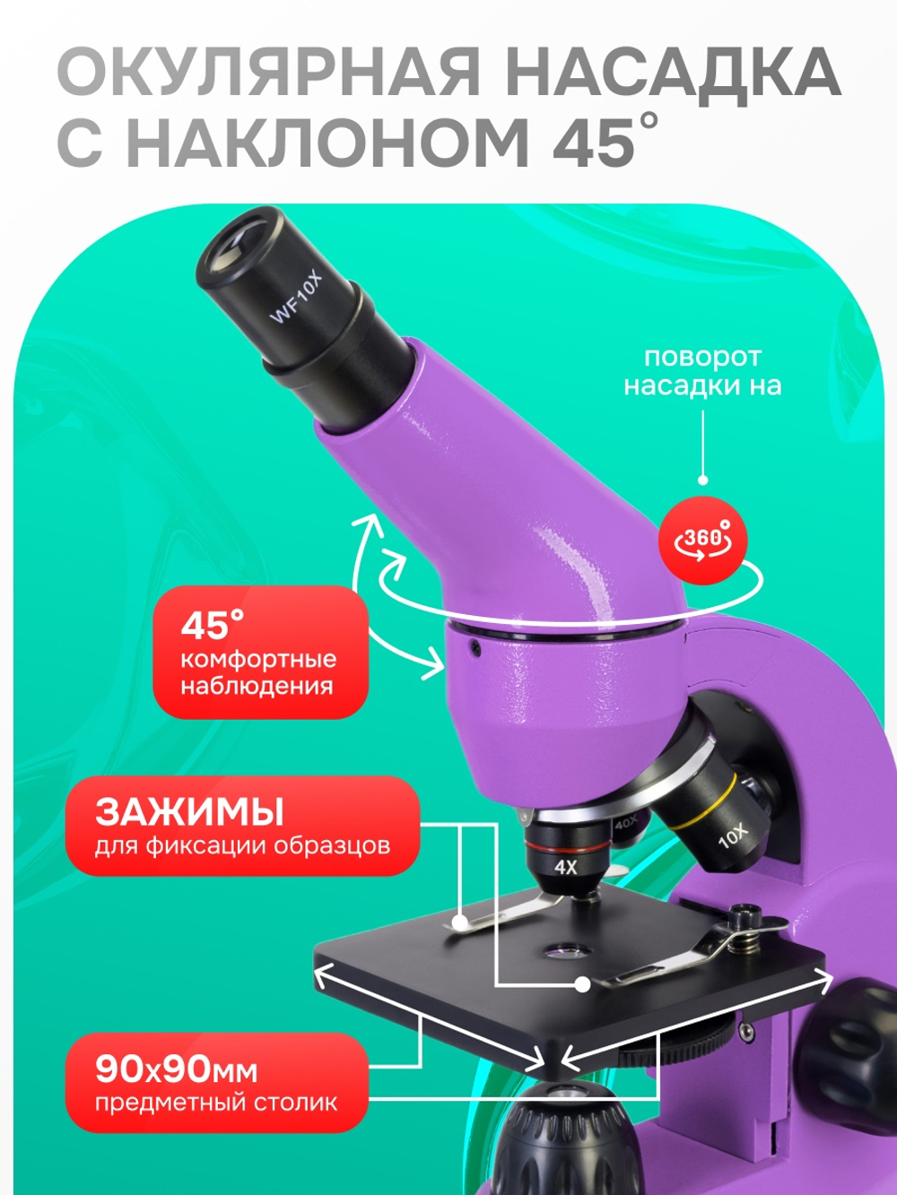 Микроскоп Levenhuk Rainbow 50L Аметист