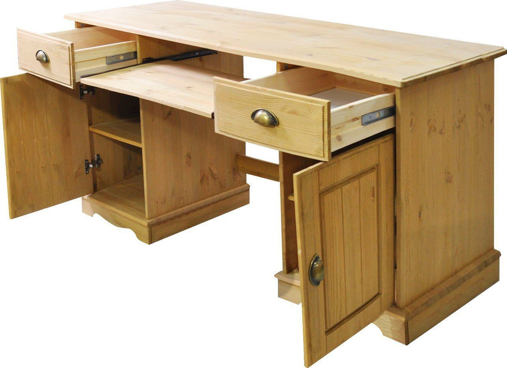 Письменный стол Клаудиа с ящиками тумбой из массива сосны, бейц