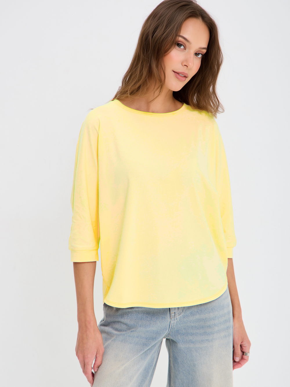 Свободная футболка летучая мышь с рукавом 3/4