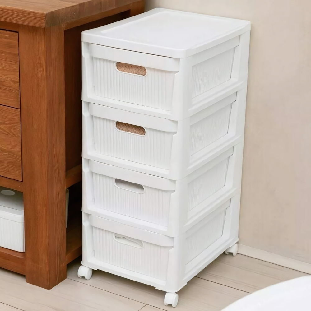 Комод на колесах velvet, 4 ящика, 300х385х690 мм (белый)