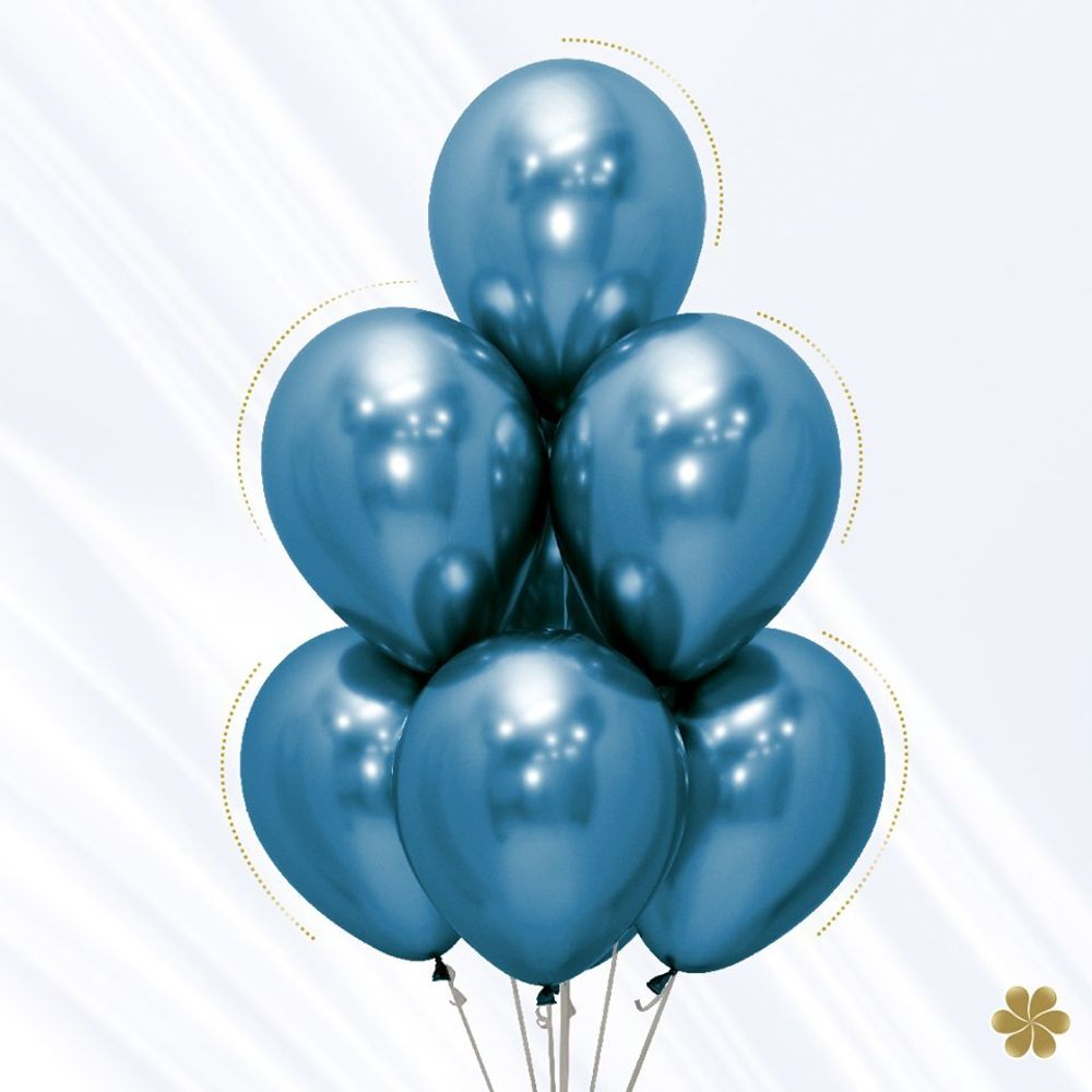 Шар (12''/30 см) Reflex, Зеркальный блеск, Синий (940), хром, 10 шт