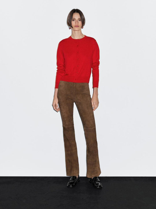 Massimo Dutti Кардиган из смесовой шерсти с круглым вырезом, красный