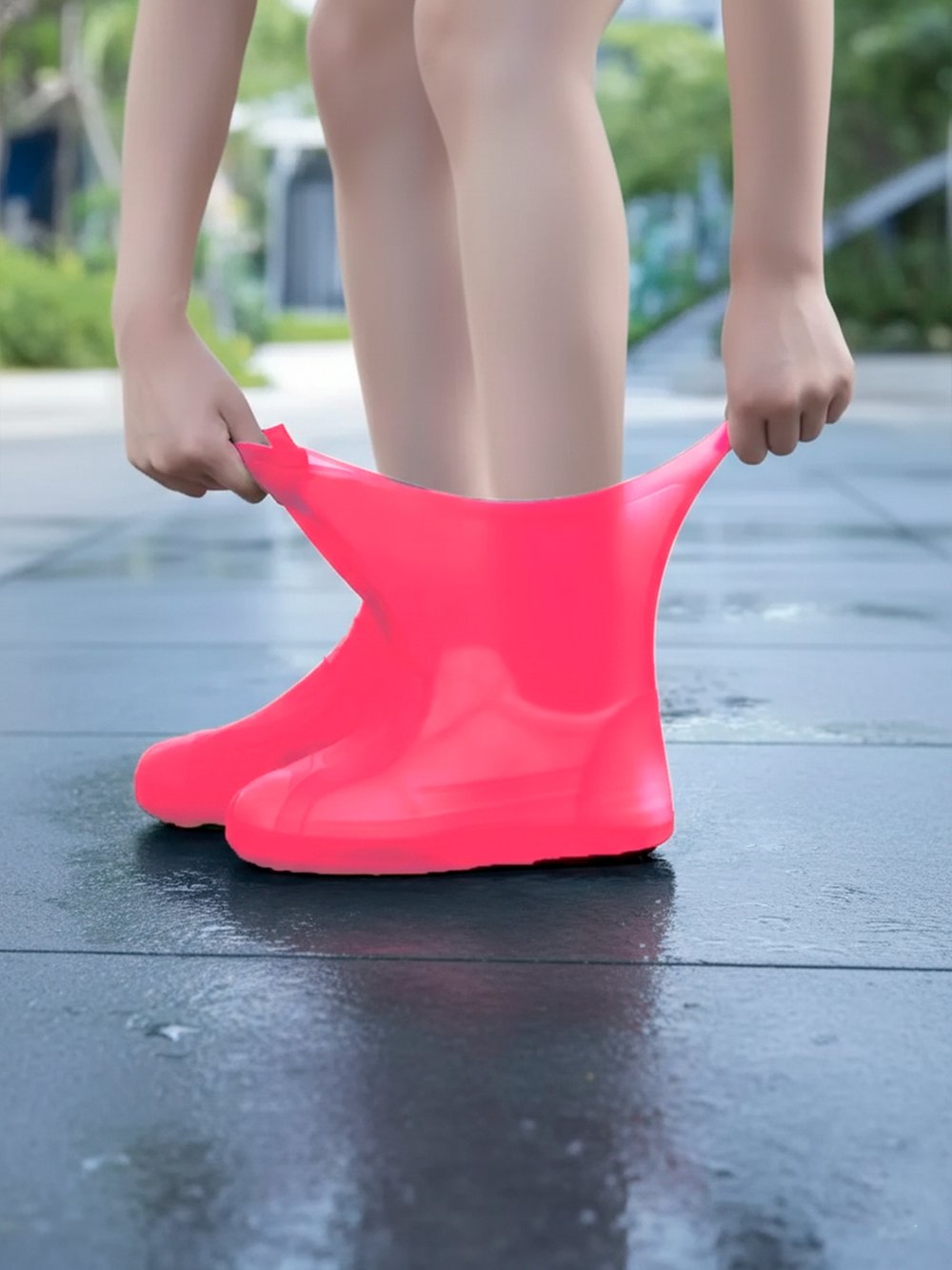 Дождевики для обуви многоразовые силиконовые красные M (р.34-40) 450015-M4