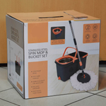 Набор для уборки: ведро 9л с отжимом, швабра с рукояткой 130см, насадка, LV-A03