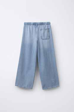 ZARA ДЖИНСЫ WIDE LEG СО ШНУРКАМИ, ГОЛУБОЙ