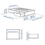 Каркас кровати с местом для хранения и матрасом - IKEA NORDLI, 200х90 см, матрас жесткий, черный, НОРДЛИ ИКЕА
