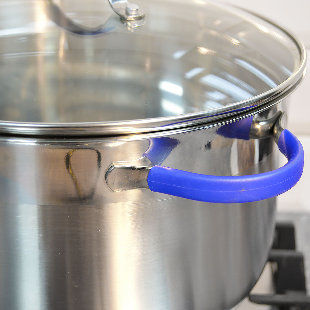 Кастрюля 7,5л с сливом и со стеклянной крышкой