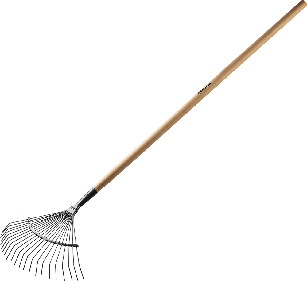 Грабли Grinda  веерные кругл.  22 зуб дерев.черенок