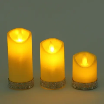 Сувенир с подсветкой «Свеча - Блестящая сказка» 5*7/10/12,5 см (набор 3 шт)