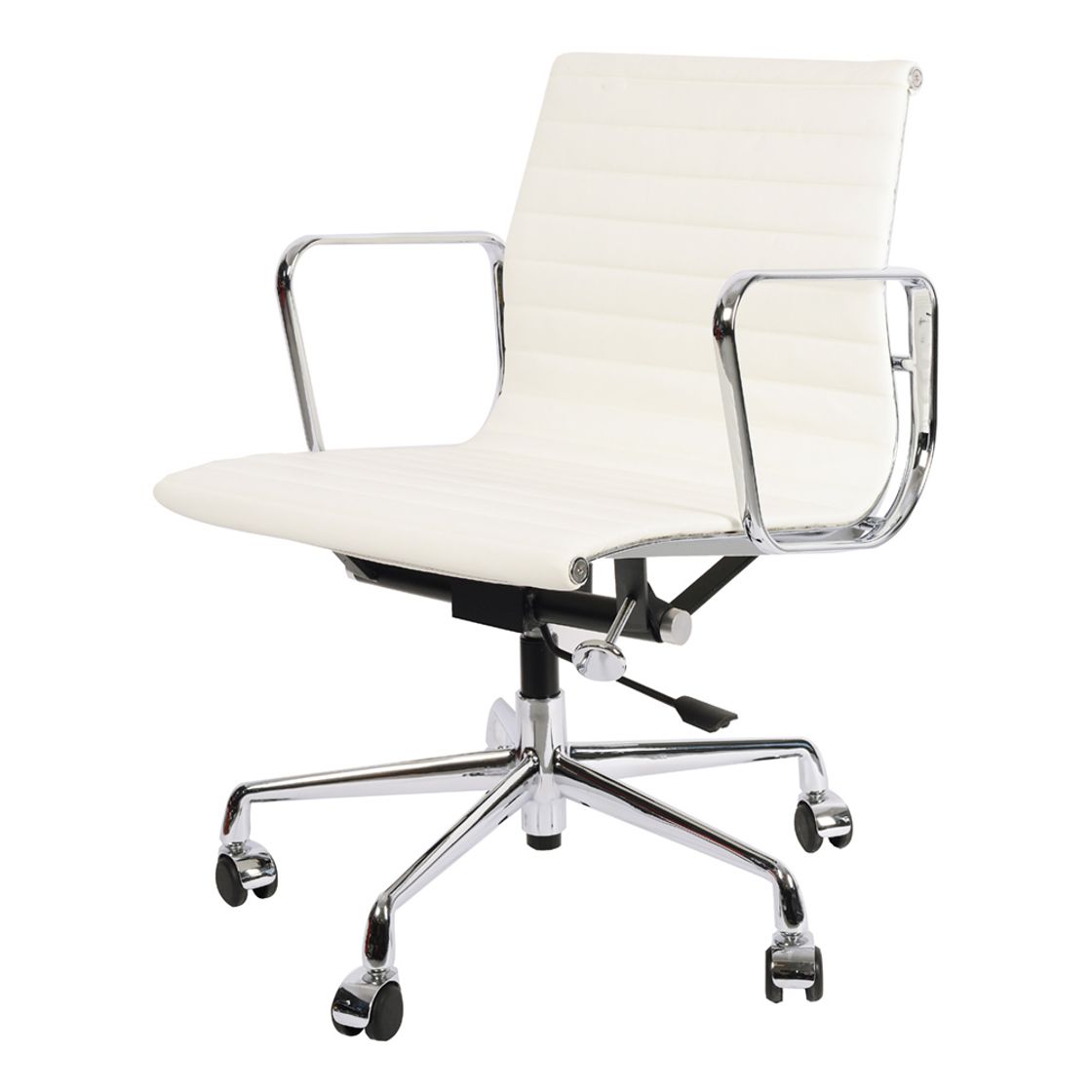 Кресло для руководителя Eames Style Ribbed Office Chair EA 117 кожа белая