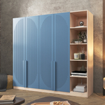 Шкаф Агератум МДФ четырехсекционный с стеллажом Сапфир структурный (0,3) G4018-62A матовая - Дуб молочный 8622  210*45*240