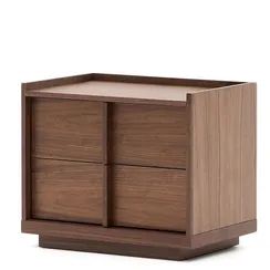 Прикроватная тумбочка Onix 2 ящика шпон ореха в темной отделке 60 x 59 см