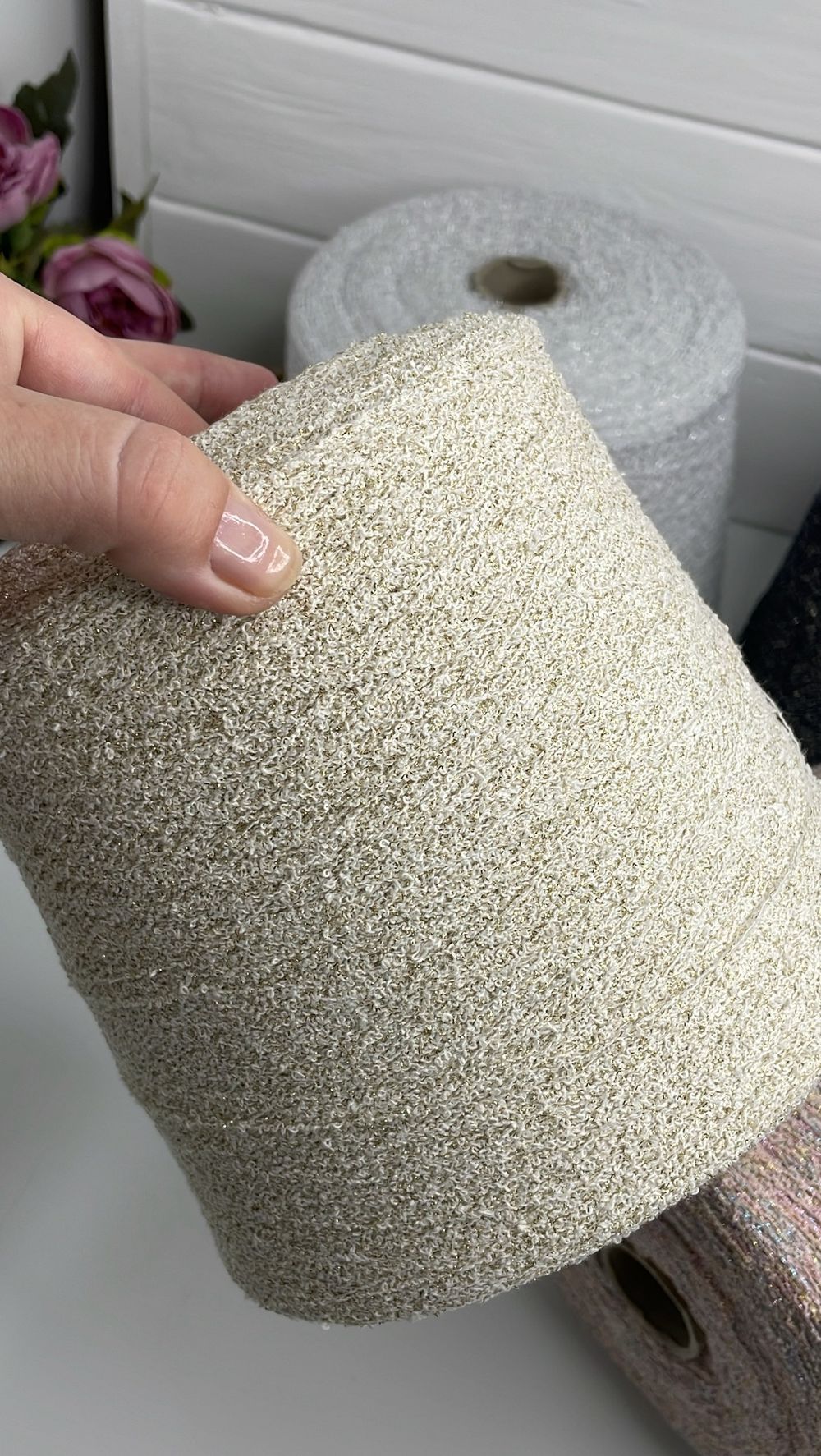 Пряжа хлопок с люрексом на бобине COFIL 31% хлопок 27% вискоза 31% полиамид 8% люрекс (200 гр на конусе)