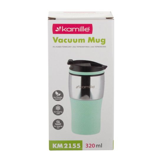 Термокружка 320 мл. из нержавеющей стали Kamille KM 2155 с TPR накладкой