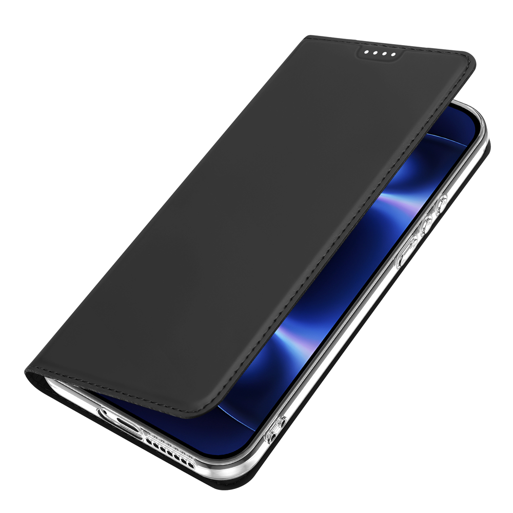 Чехол книжка черного цвета из кожи для Xiaomi 17 Ultra, серия Skin Pro Series от Dux Ducis