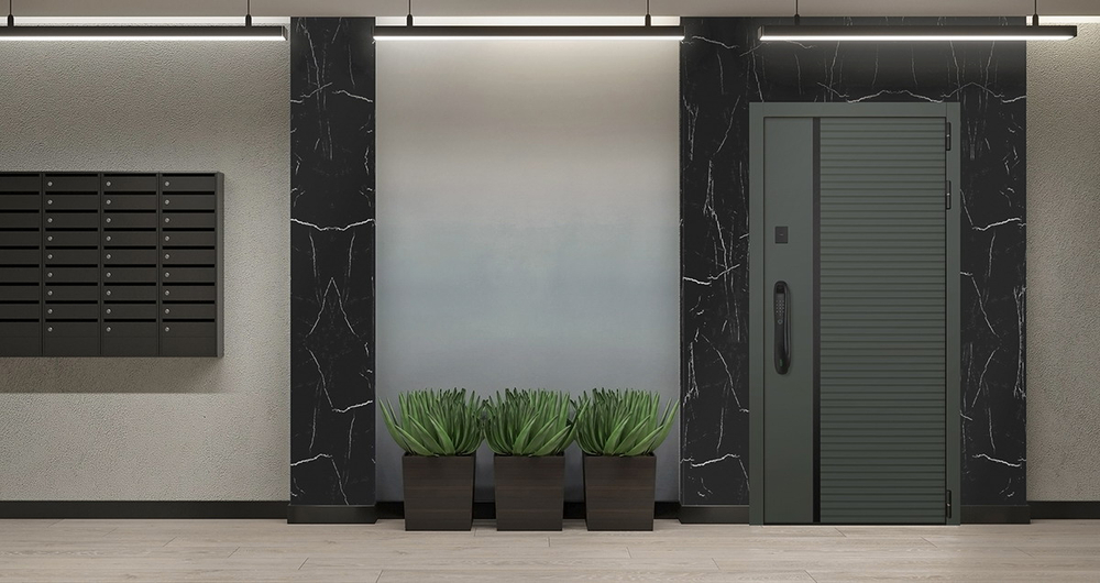 Стальная дверь "Ferrum" с зеркалом (биометрический замок). Заказная модель.