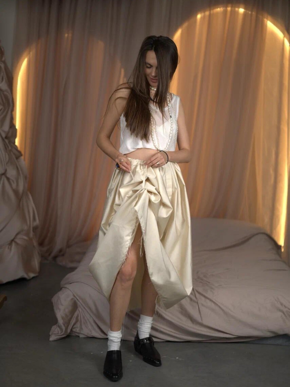 Юбка-платье из тафты 100% натуральный шелк