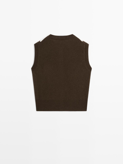 Massimo Dutti Кардиган с узором «ромбы», шоколадный