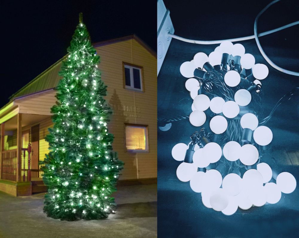 уличная гирлянда на елку мультишарики "Каскад" холодный белый