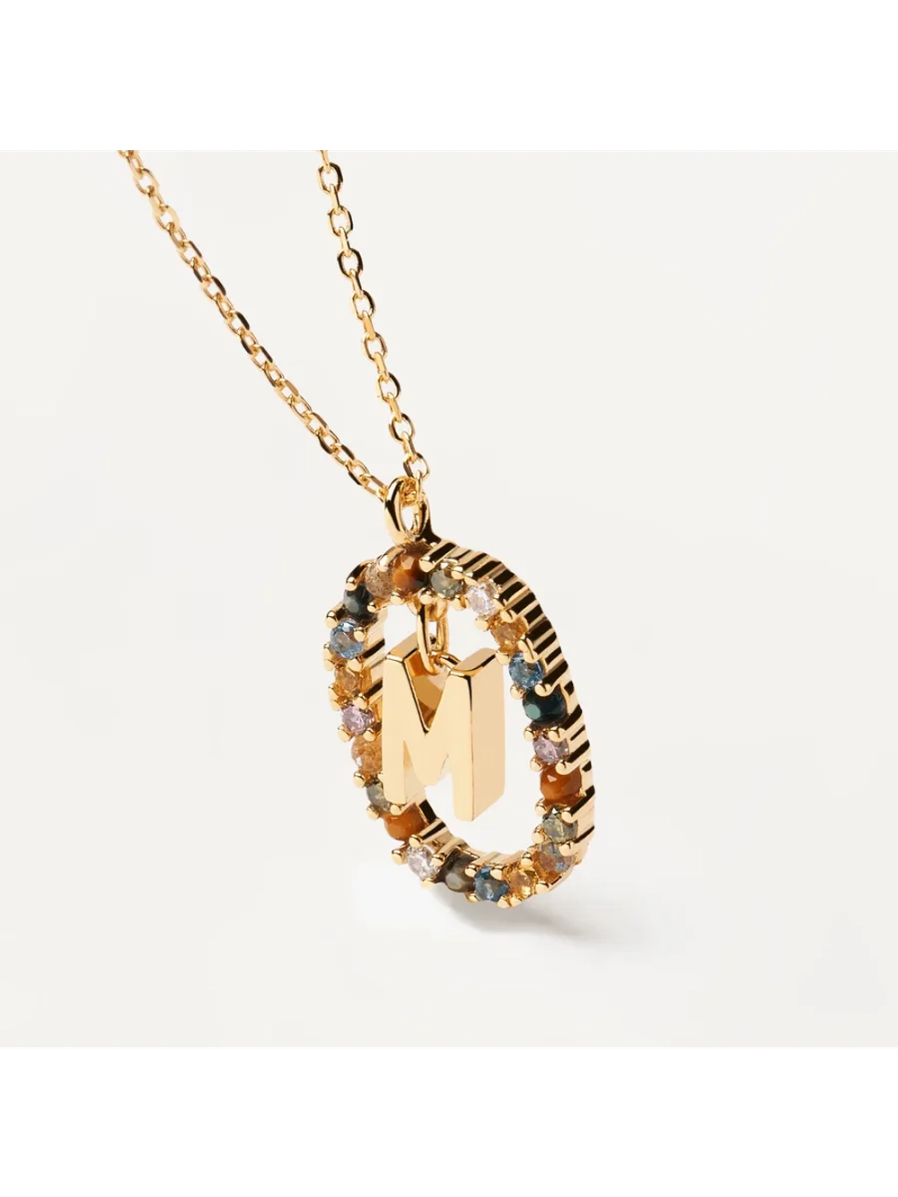 Колье женское PDPaola Буква M серебро 925 пробы покрытое золотом 750 пробы CO01-272-U