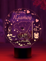 Ночник-метрика с Мишкой (Ваш текст)