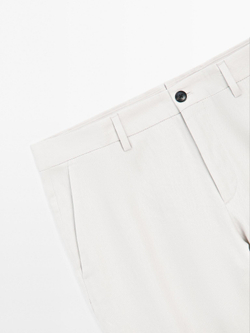 Massimo Dutti Костюмные брюки из 100% льна, светло-бежевый