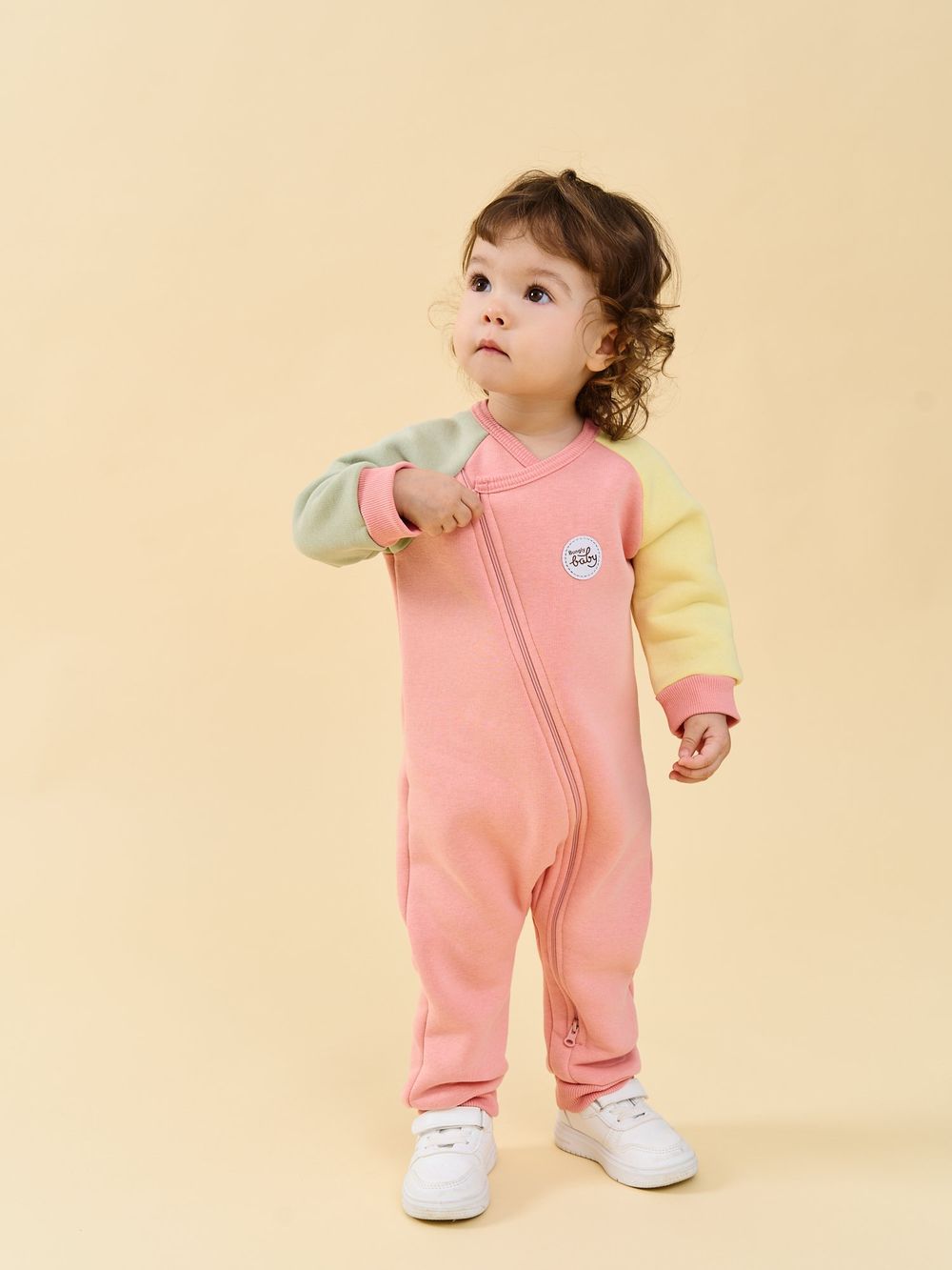 Комбинезон-косуха Колор блок "Персик" утепленный 0+