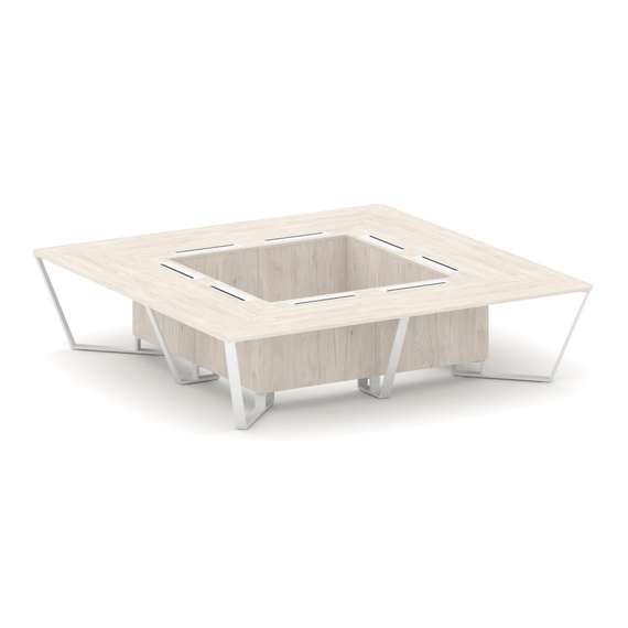 Steel Meet Стол переговорный квадратный KD-PR.B.SP-16K Денвер Светлый/Металл Белый 3200*3200*750