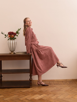 Юбка бохо вельветовая миди