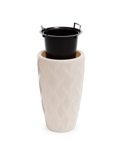 Кашпо для цветов напольное 42 л. (со вставкой 10 л.) бежевое (8887)