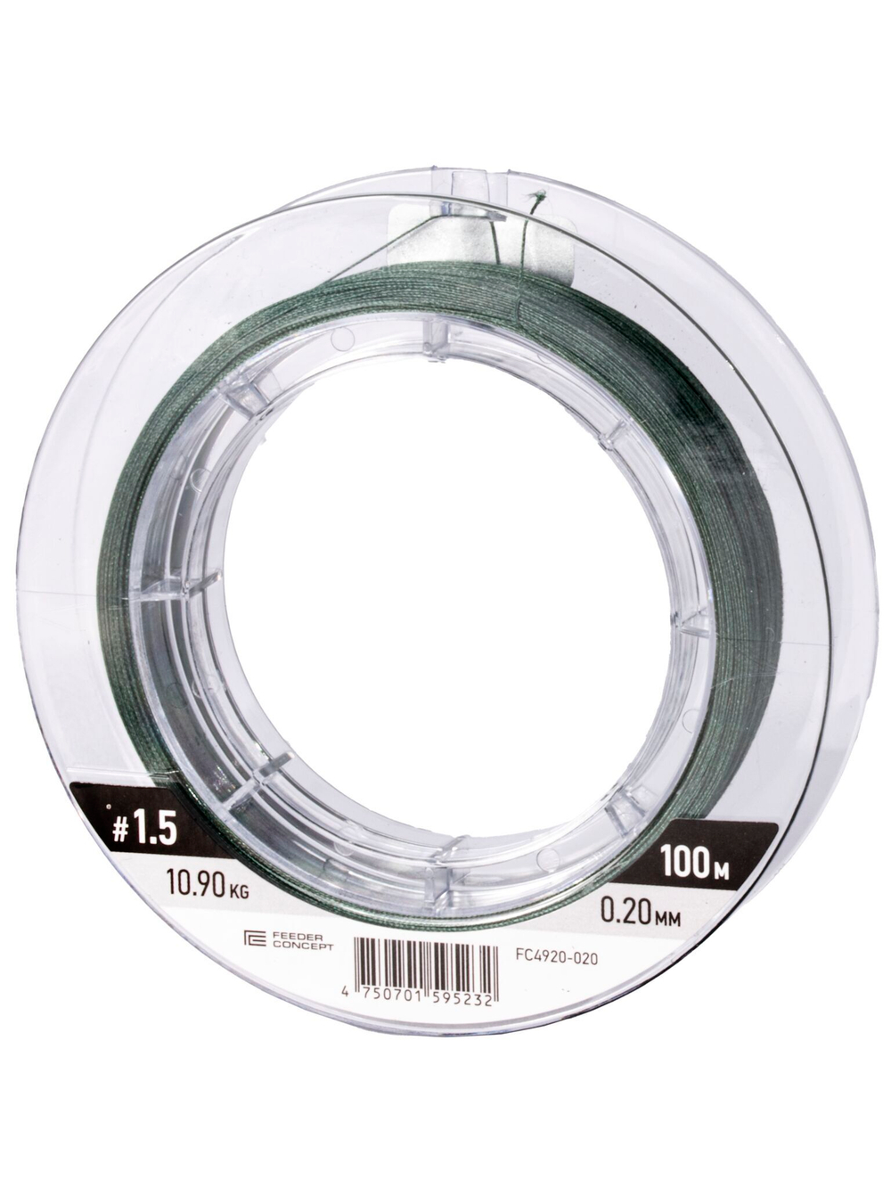 Шок-лидер плетёный Feeder Concept Flat Method х8 SHOCK LEADER Dark Green 100м, 0.20мм