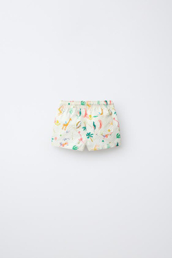 ZARA ШОРТЫ С АНИМАЛИСТИЧЕСКИМ ПРИНТОМ, ЭКРЮ