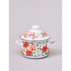 КАСТРЮЛЯ AGNESS ЭМАЛИРОВАННАЯ С ЭМАЛ.КРЫШКОЙ СЕРИЯ "МАКИ", 1.5 Л, 16*10 СМ