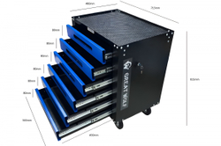 Инструментальная тележка GWT-B6S (6 ящиков, ЦЗ, увеличенные колеса с тормозом, доводчики, синяя)