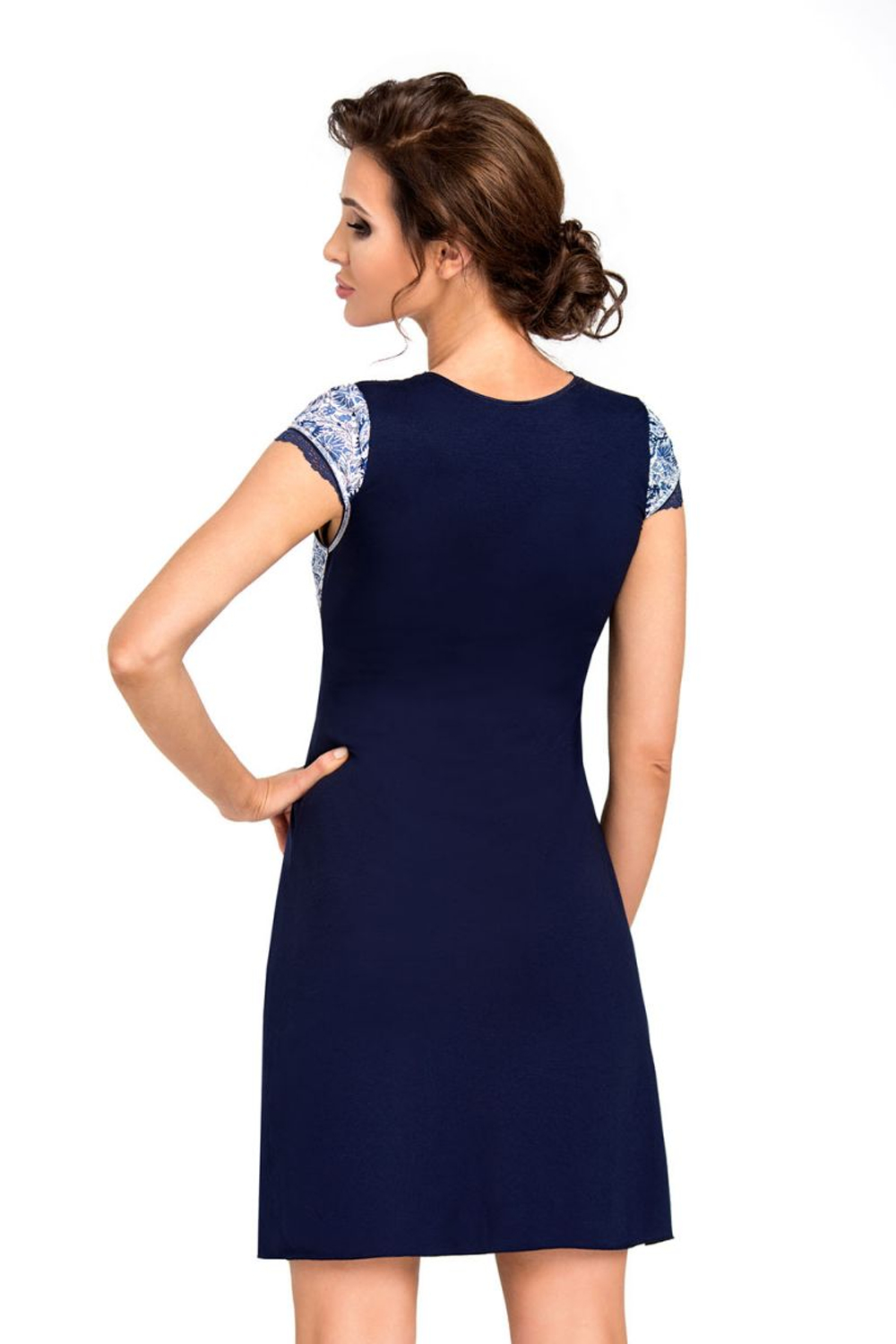 Элегантная женская сорочка Oktavia с цветочным принтом (Размер: XL) (Цвет: темно-синий)