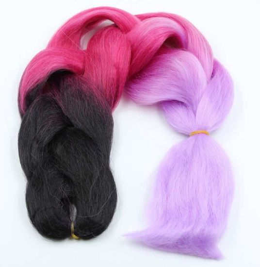 Канекалон 3-цветный 100гр 130см C22 черно малиново сиреневый