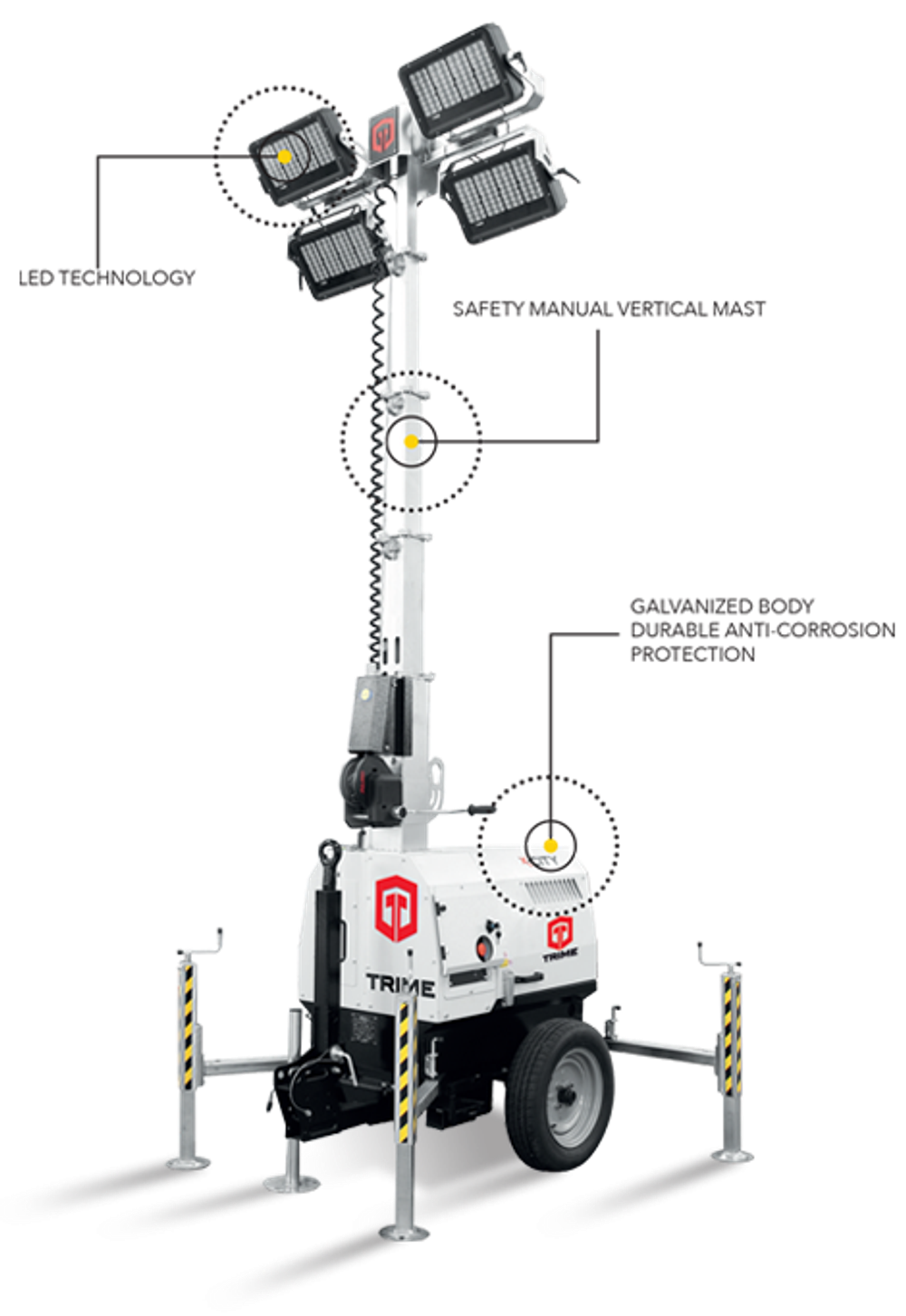 Мобильная мачта освещения TRIME X-CITY 4X320W LED (8м) светодиодная