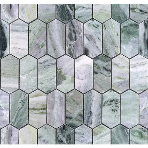 Мозаика из натурального камня Onice Verde oliva POL long hex 38x86x7 Pietrine Hexagonal