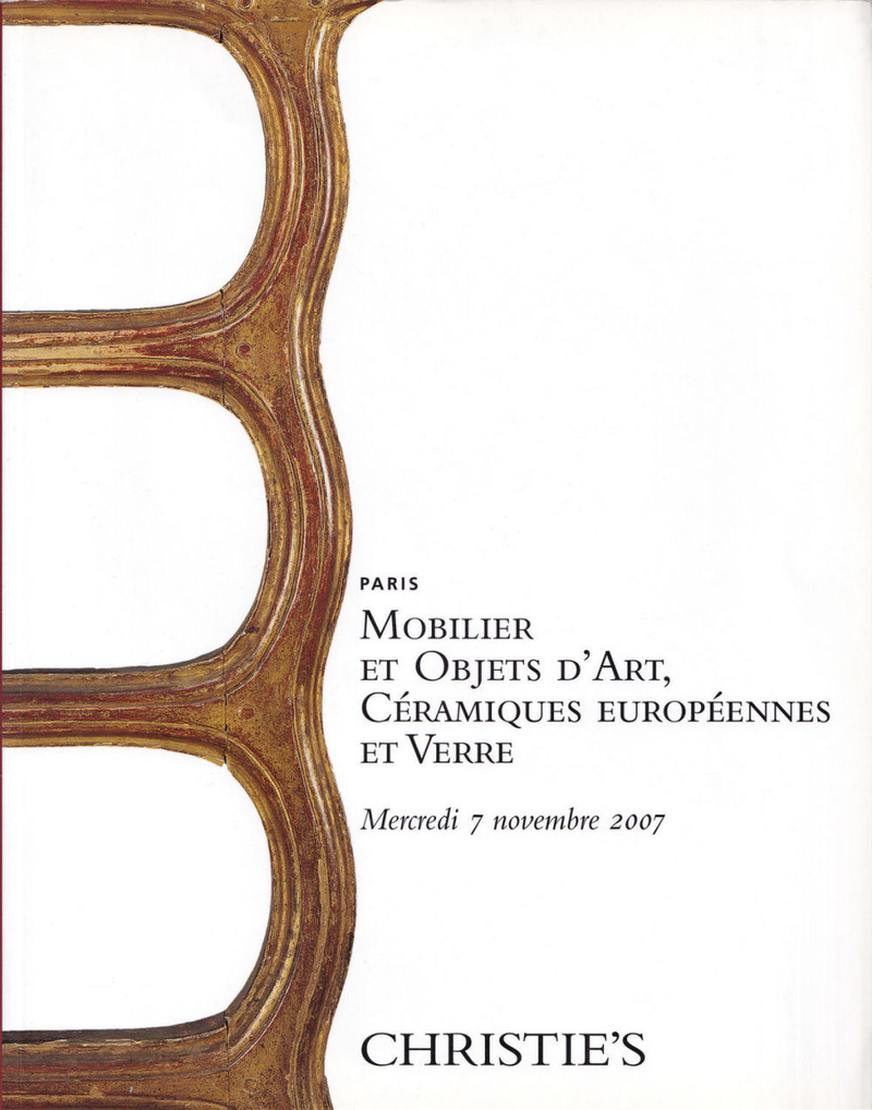 Каталог аукциона Christie's, Париж, Европейская мебель, фарфор, стекло от 7 ноября 2007 года